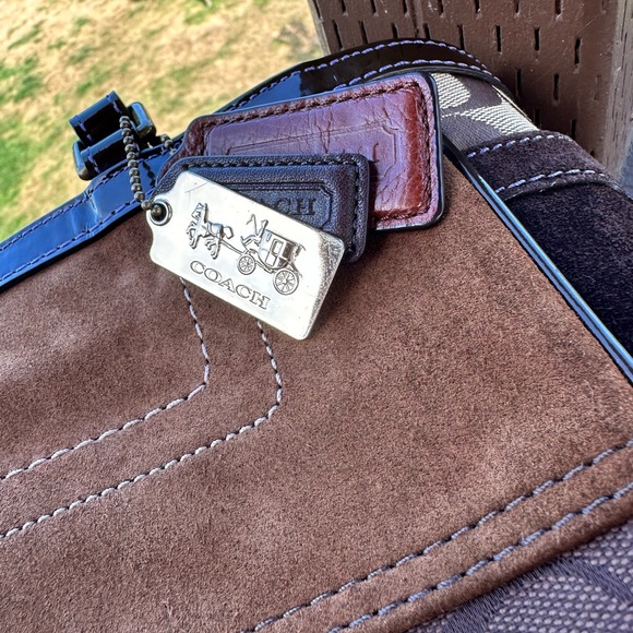 Coach 2005 Signature Patchwork Suede, Leather Canvas Satchel VINTAGE - Picture 7 of 16